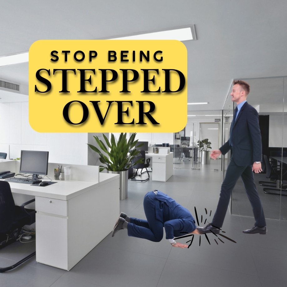 Frustrated business professional being overlooked in the office, symbolizing lack of recognition due to communication challenges.