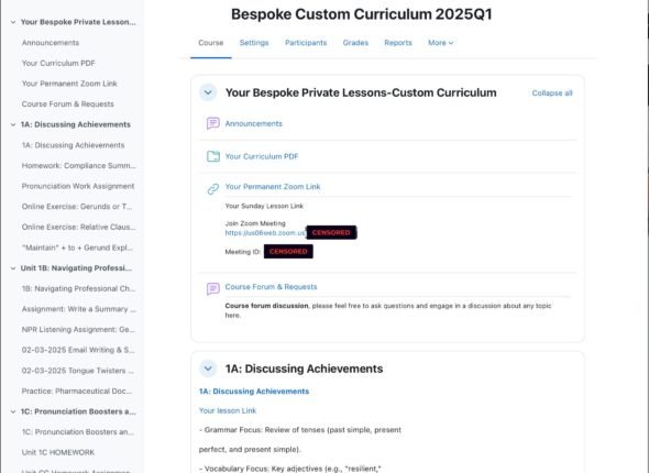 Screenshot of the Learn-Hive Scientia dashboard showing a bespoke custom curriculum with assignments, lesson links, and resources.