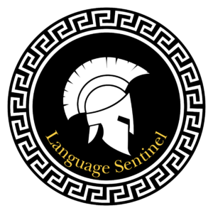 Language Sentinel blog logo featuring a Spartan helmet design, representing bespoke English training for professionals.